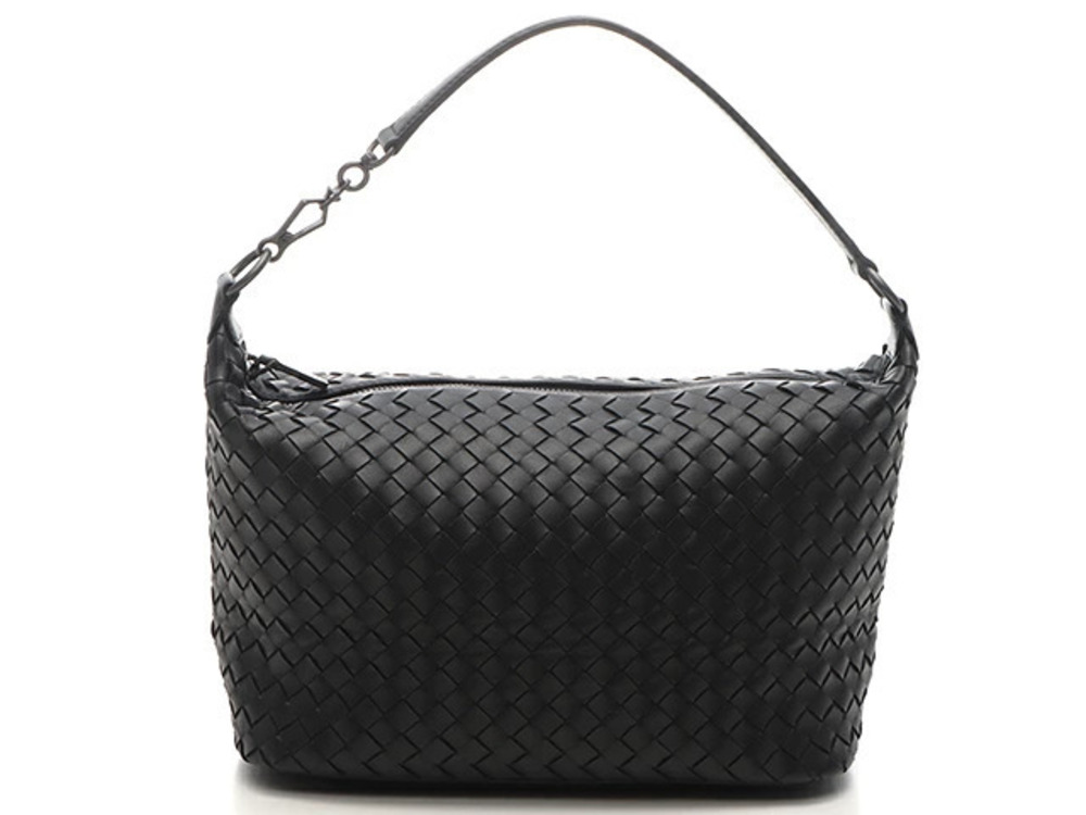 Bottega Veneta Intrecciato Handbag Black Leather